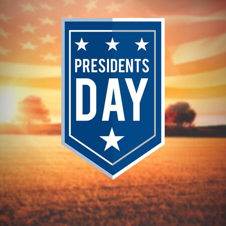 presidents day icon against composite image of digitally generated american flag ripplingの写真素材
