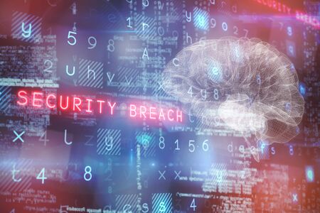 3d image of human brain against image of dataの写真素材