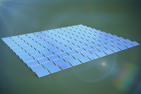 Solar panels  against green background