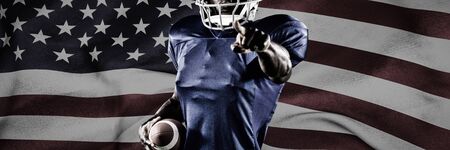 Strong Rugby Player against american flag