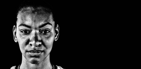 Tough female soccer playerの写真素材