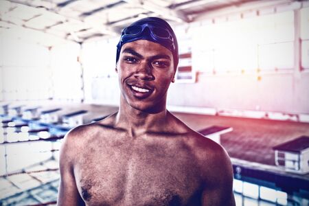 Swimmer looking at camera