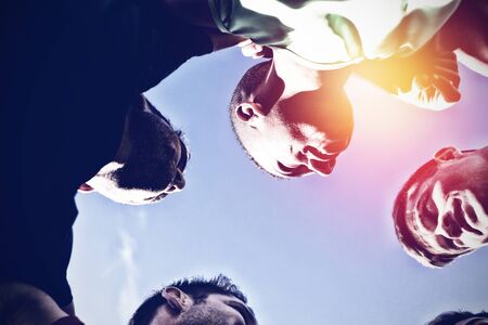 Men playing footballの写真素材