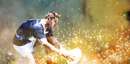 American Football Player against splashing of powder