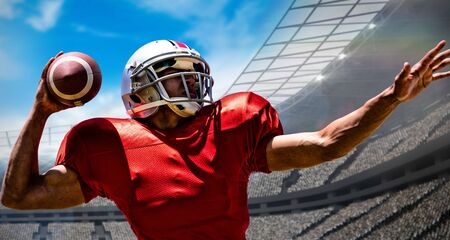 American Football Player against composite image of a stadium