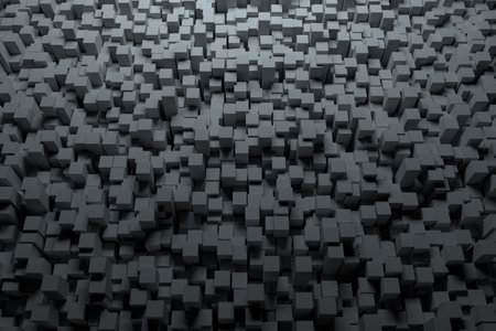 Abstract illustration of 3d grey blocks against black background. background with abstract texture with abstract shapes conceptの写真素材