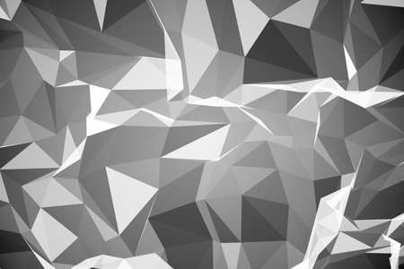 Abstract illustration of grey geometric polygonal shapes against black background. background with abstract texture with abstract shapes conceptの写真素材