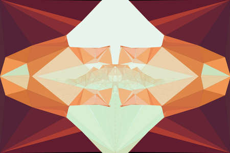 Abstract illustration of orange kaleidoscopic polygonal abstract shapes against red background....