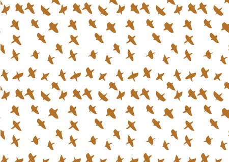 Abstract illustration of brown hand drawn birds in seamless pattern against white background....