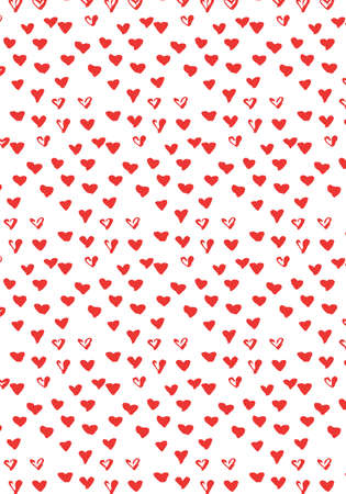 Abstract illustration of multiple tiny red hearts in seamless pattern against white background....