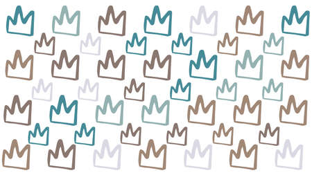Abstract illustration of multicolor crown icons in seamless pattern against white background....