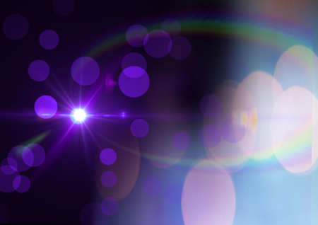 Glowing purple spot of light with purple spots and prism in background. light and colour concept...