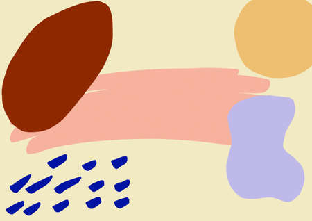 Composition of painterly shapes in pink browns and blues on off-white background. creative organic abstract art concept, digitally generated image.の写真素材