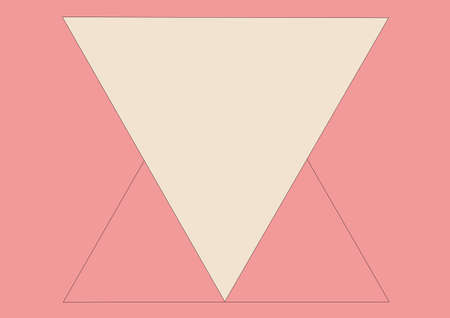 Illustration on yellow triangle and outline with copy space on pink background. writing background...