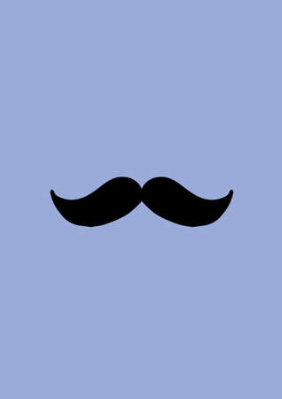 Illustration of black moustache with copy space on blue background. writing background concept digitally generated image.の写真素材