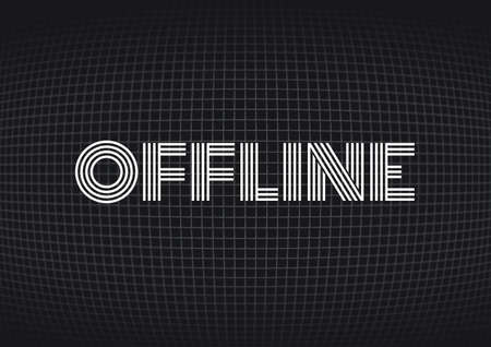 Digitally generated image of offline text against grid network on black background. internet interface template design conceptの写真素材