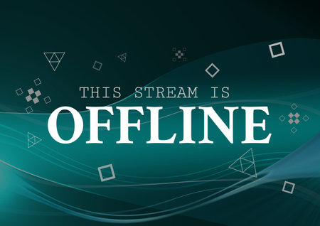 Digitally generated image of this stream is offline text against digital waves on green background....