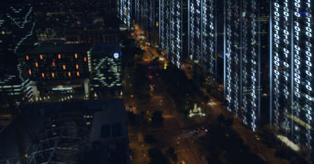 Composition of digital interface over a cityscape in background. global technology, digital...