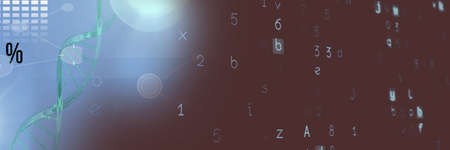 Composition of dna strand and medical data processing on blue background. global medicine and...