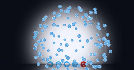 Composition of globe of network of connections with digital icons over white screen. networking,...