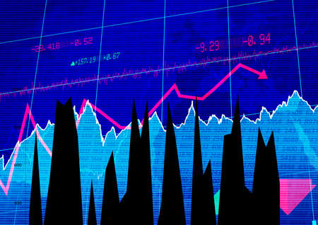 Stock market data and graphs processing over blue background, finances and economy concepts....