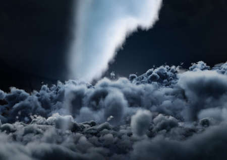 View of nigth sky with several clouds. dark cloudy sky background concept. digitally generated imageの写真素材