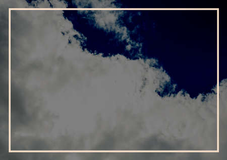Composition of cloud on blue sky with copy space and white frame. nature, holiday and summer concept...