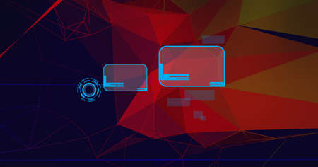 Composition of blue scope scanning and screens over network of connections. global data processing,...