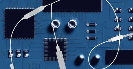 Composition of white cables over computer processor. global business, technology, connections and...
