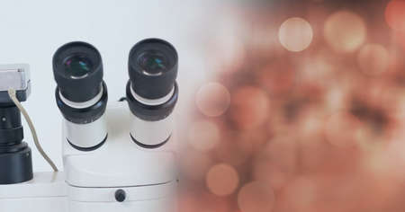 Composition of microscope in laboratory and copy space. research and science concept digitally...