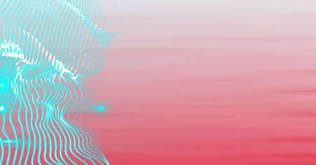 Composition of blue glowing mesh network of connections with copy space on pink background. global connections and colour concept digitally generated image.の写真素材