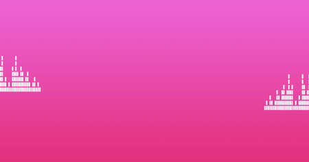 Composition of white sound frequency level block meters on pink background. sound visualisation...