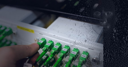 Composition of exploding human bust formed with binary coding and computer server. global connections, technology and digital interface.の写真素材