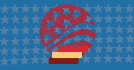 Stars and banners with copy space against multiple stars on blue background. american independence...