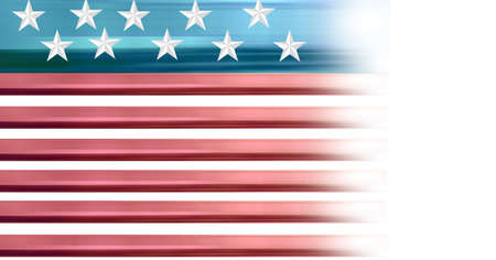 Composition of white stars on blue and red and white stripes of american flag fading to the right....