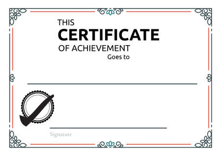 Template of certificate of achievement with decorative frame pattern and copy space. certificate template design conceptの写真素材
