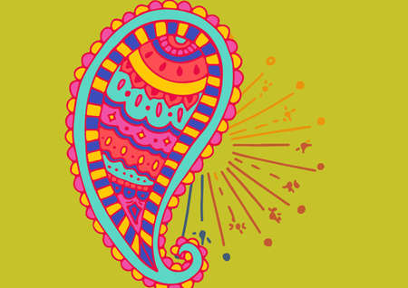 Digitally generated image of colorful decorative floral designs against yellow background. invitation card background template design conceptの写真素材