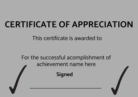 Template of certificate of appreciation with copy space against grey background. certificate template design conceptの写真素材