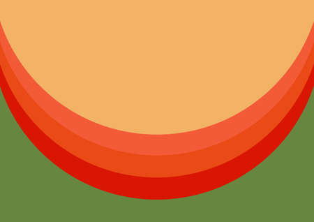 Composition of red and orange curves with central yellow copy space and green background. invitation...