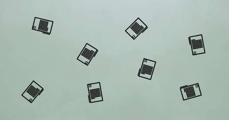 Composition of tablet and stylus repeated floating over grey background. school, education and study concept digitally generated image.の写真素材
