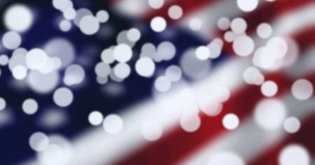 Composition of white circles over american flag. american patriotism, independence and celebration...