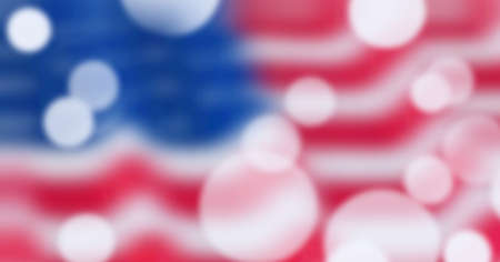 Composition of white circles over american flag. american patriotism, independence and celebration concept digitally generated image.の写真素材