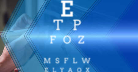 Alphabets over mid section of worker worker in server room against blue technology background. cyber...