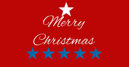 Composition of text merry christmas in white with stars of american flag, on red,. patriotism,...