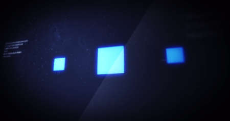 Image of glowing loading squares digital interface. global technology, communication and digital...