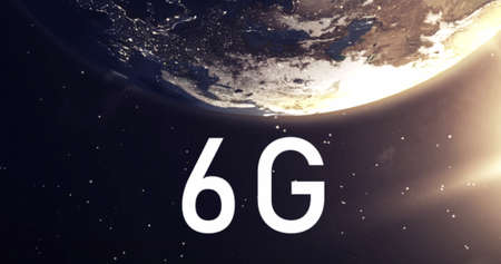 Image of 6g text over spinning globe seen from space. global networks, communication, connection and...