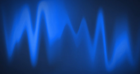 Digital image of blue heart rate monitor waves on black background. medical and technology...