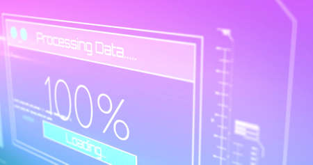 Digital image of digital interface with data processing against gradient background. computer...