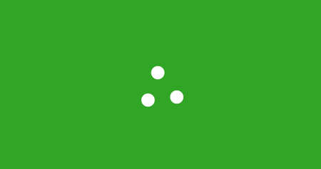 Image of digital interface waiting white dots flashing on green background. technology, computing and digital interface concept digitally generated image.の写真素材