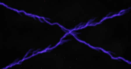 Purple lines of electrical current crossing on black background. energy, nature, electricity, light...